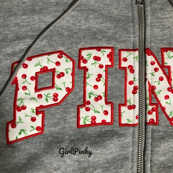 PINK FRANKIES x BERRY FULL ZIP HOODED SWEATSHIRT IN HEATHER GREY ON HAND XS-XL - Picture 7 of 12